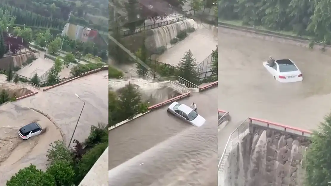 Ankara'da Sağanak, Yollar Göle Döndü, Araçlar Suya Gömüldü