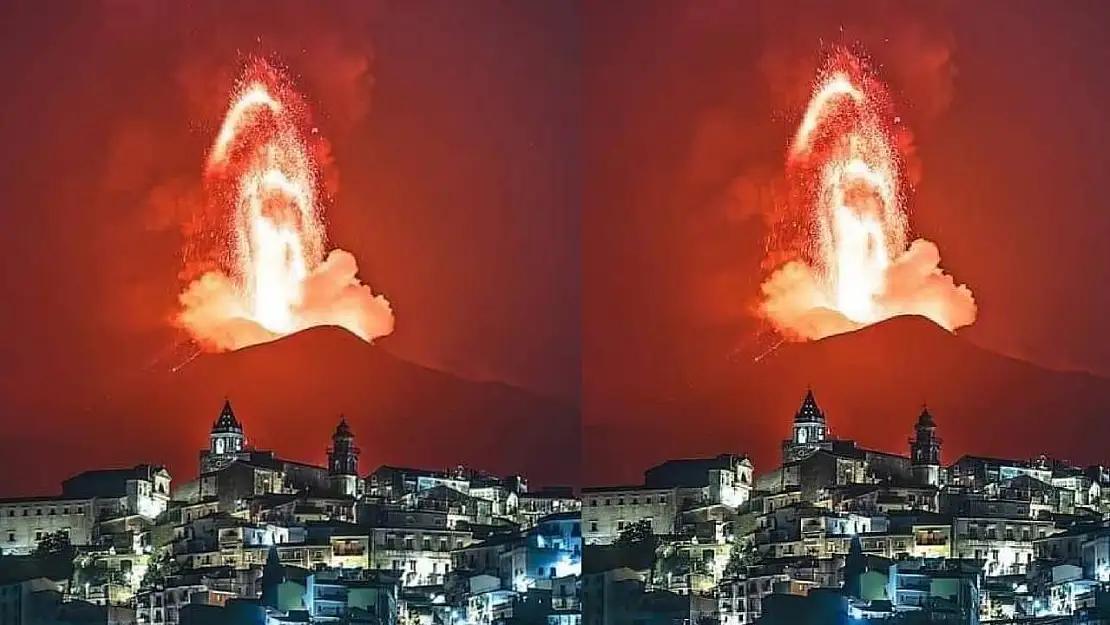 Avrupa'nın En Yüksek ve En Aktif Yanardağı Etna Yanardağı Patladı!