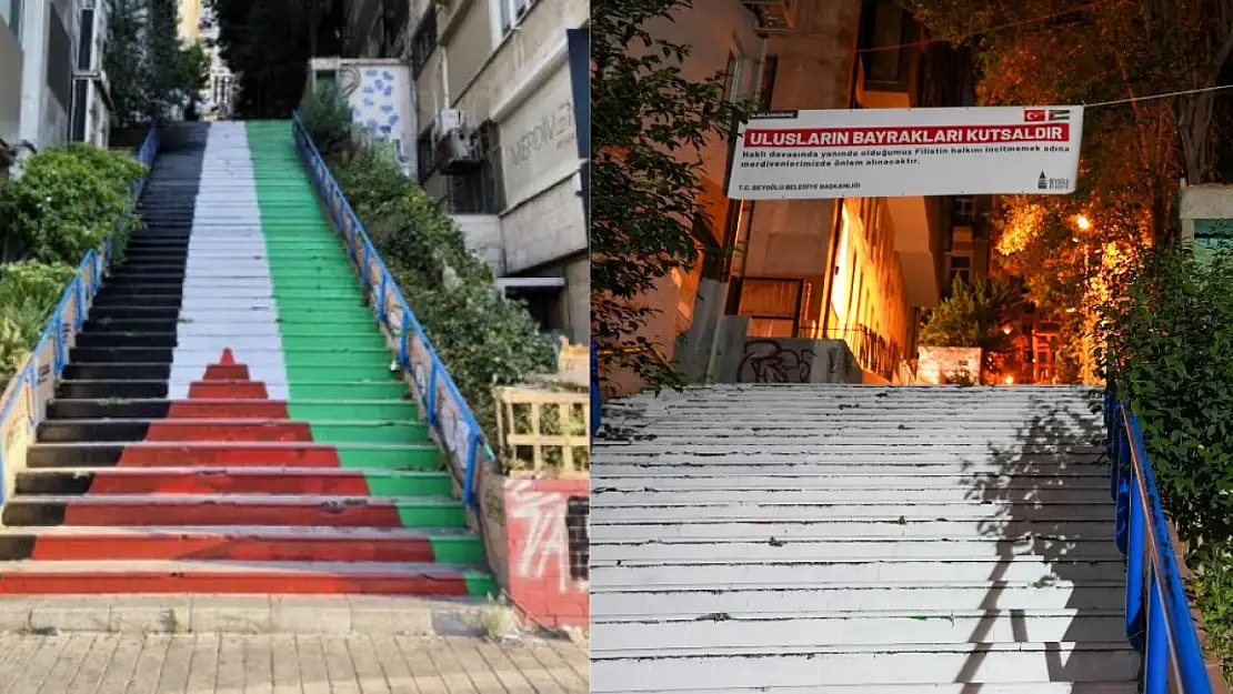 Beyoğlu Belediyesi'nden Cihangir Merdivenlerine Resmedilen Filistin Bayrağı'na Açıklama