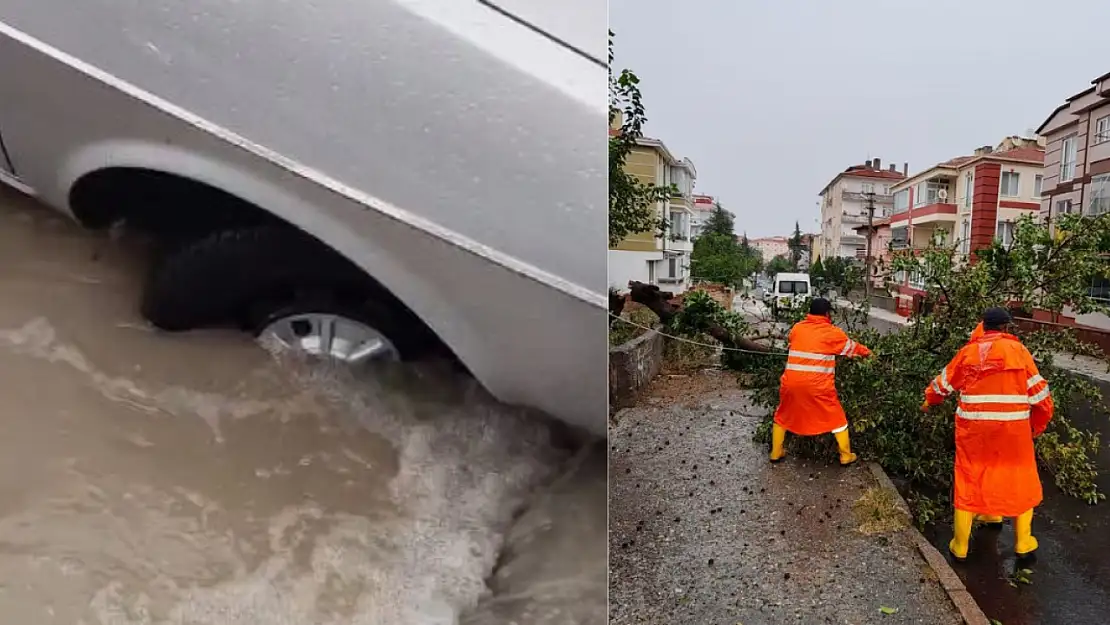 Çorum'u Sel Götürdü! Araçlar Yollarda Kaldı, Ağaçlar Devrildi