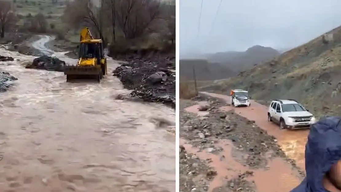 Elazığ'da şiddetli yağışlar köy yollarına zarar verdi