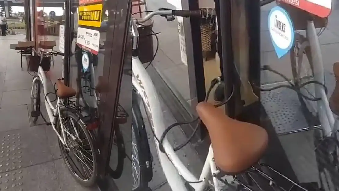 Fıkra Gibi Olay! Bisikletini Bankanın Kapısına Kilitleyince İçeridekiler Mahsur Kaldı