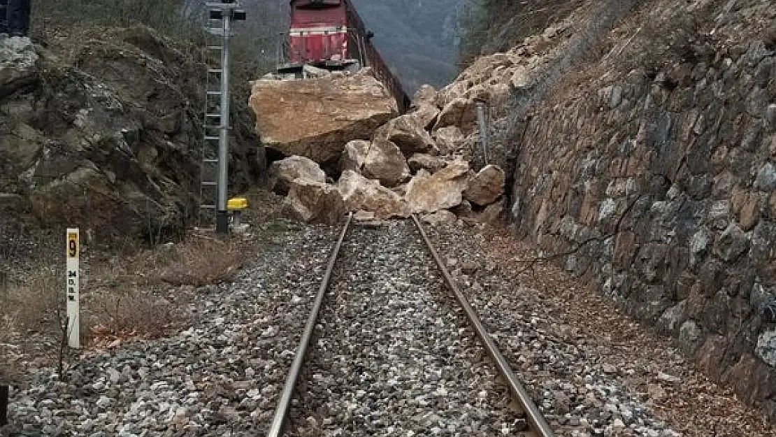 Heyelan treni raydan çıkardı