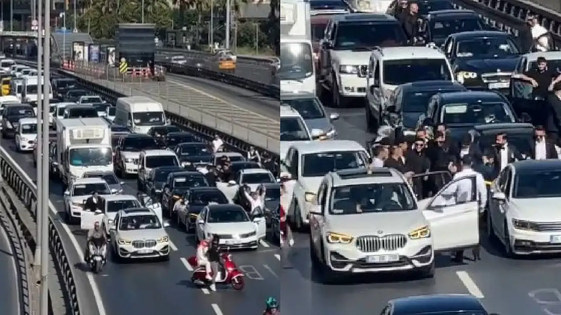 İstanbul E-5'de Halay Rezaleti! Yolu Trafiğe Kapatıp Halay Çektiler