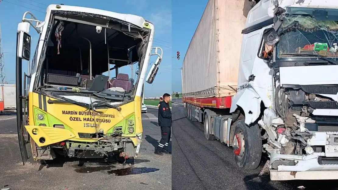 Mardin'de halk otobüsü ile TIR çarpıştı: Çok sayıda yaralı var