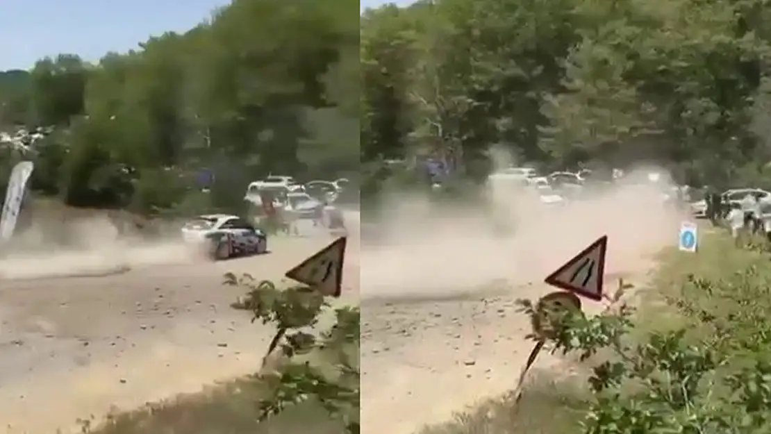 Yarış aracı seyircilerin bulunduğıu bölgeye savruldu