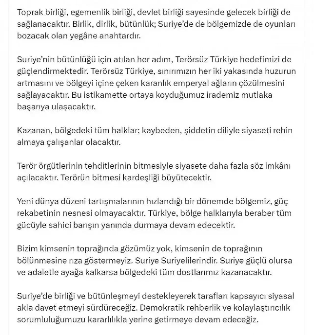Kurtulmuş Suriye'nin Bütünlüğü İçin Atılan Her Adım Terörsüz Türkiye Hedefimizi Güçlendirmektedir