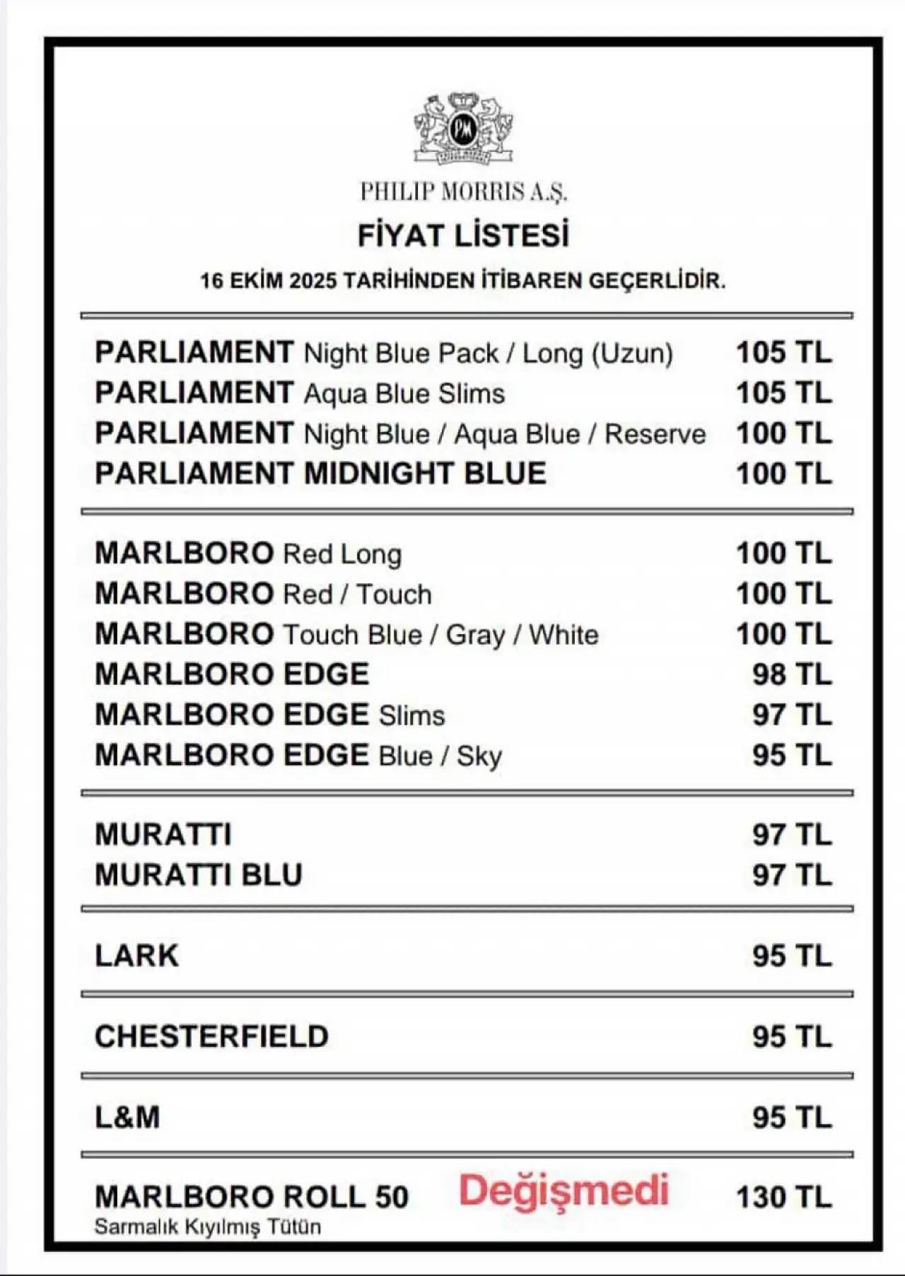 Bir sigara grubuna zam geldi: En ucuzu 95 TL oldu
