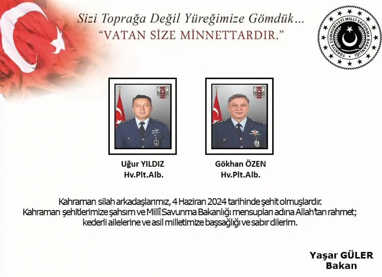 Kayseri'de Şehit Olan 2 Pilotun Kimlikleri Belli Oldu