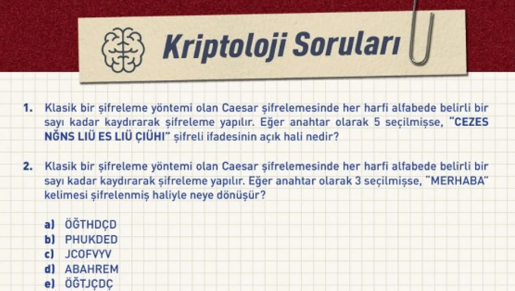 MİT Örnek Kriptoloji Soruları Yayımladı!