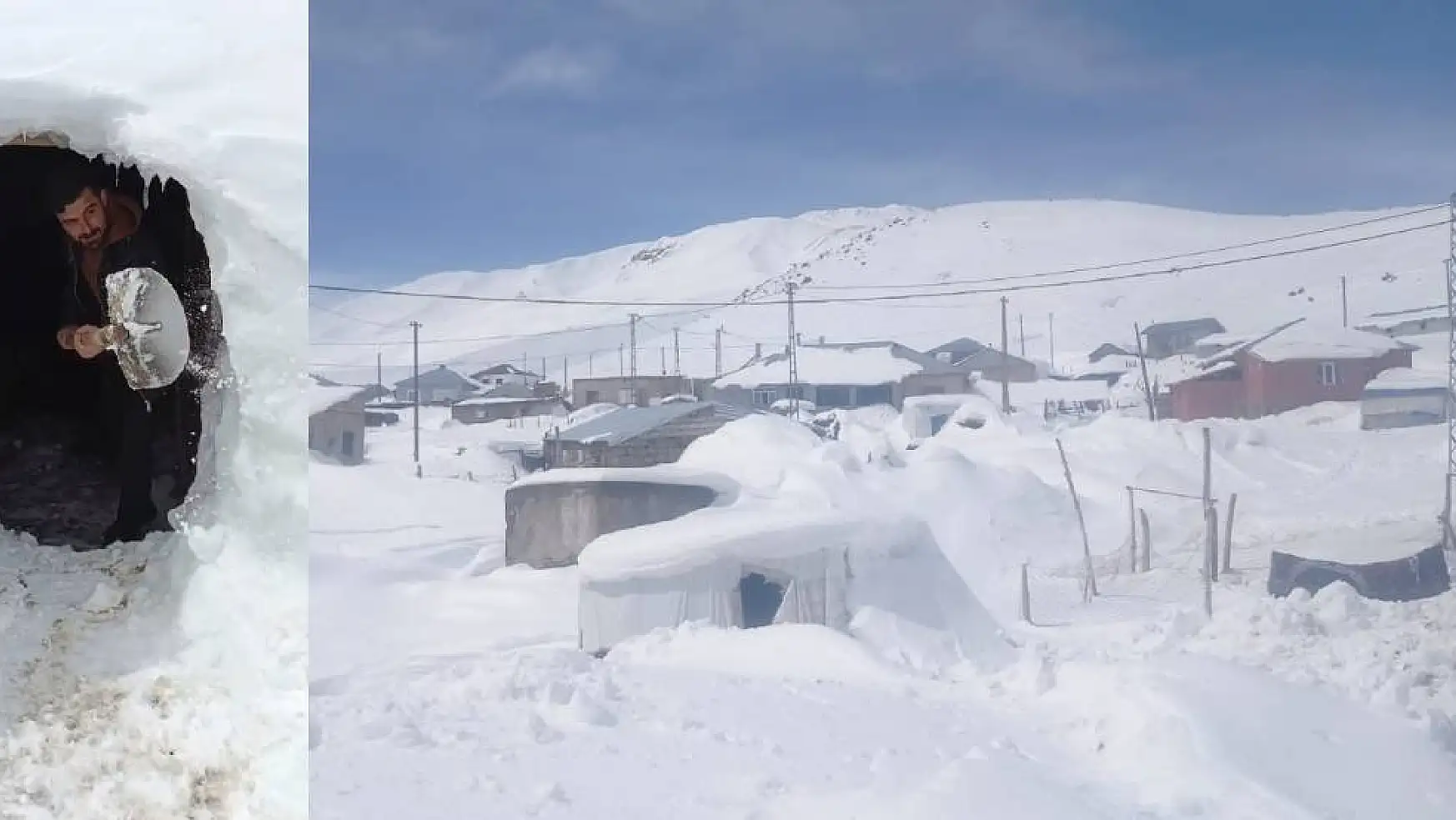 Burası Türkiye Evlerine Kardan Tünel Açarak Giriyorlar