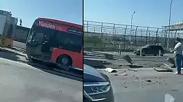 Haliç Köprüsü'nde arızalı metrobüsü çeken vinç kaza yaptı
