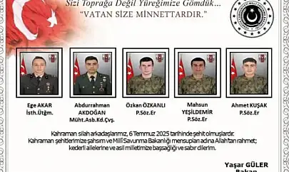 Irak'ın Kuzeyinde Şehit Olan 5 Askerin Kimlikleri Belli Oldu