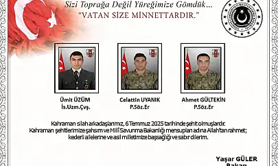 Metan gazından zehirlenen 3 asker daha şehit oldu! MSB'den açıklama