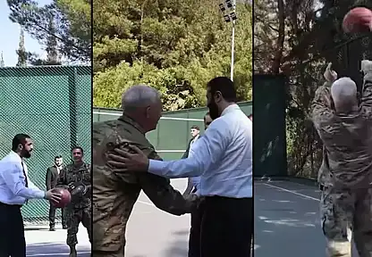 Suriye Cumhurbaşkanı Şara, ABD'li komutanlarla basketbol oynadı