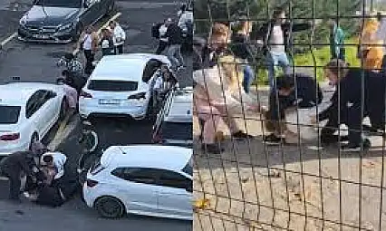 Kartal Anadolu Adliyesi önünde iki aile arasında yumruk yumruğa kavga çıktı