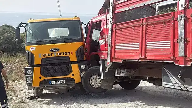 Beton mikseri ile kamyonun arasında sıkışan sürücü öldü