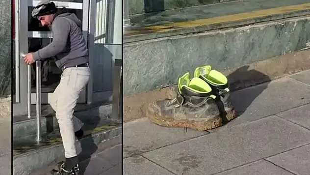 Çamurlu Ayakkabılarını Çıkarıp Bankaya Öyle Girdi