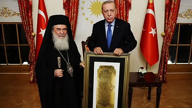 Cumhurbaşkanı Erdoğan, Kudüs Rum Ortodoks Kilisesi Patriği 3'üncü Teofilos'u kabul etti