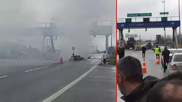 Otoyolda gişelere çarpıp alev alan otomobilin sürücüsü öldü