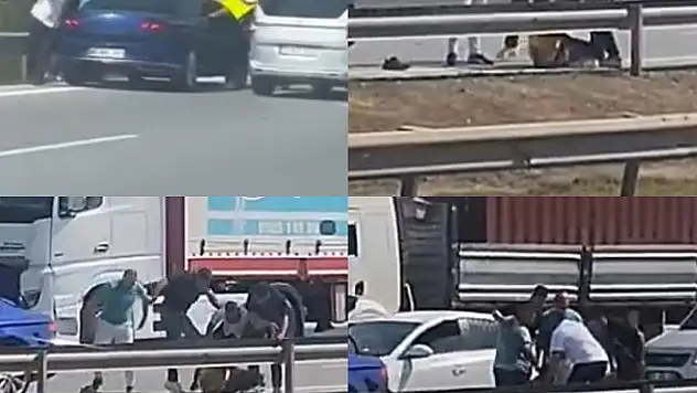 Otoyolda sürücü önce dövüldü sonra suyla ayıtılmaya çalışıldı