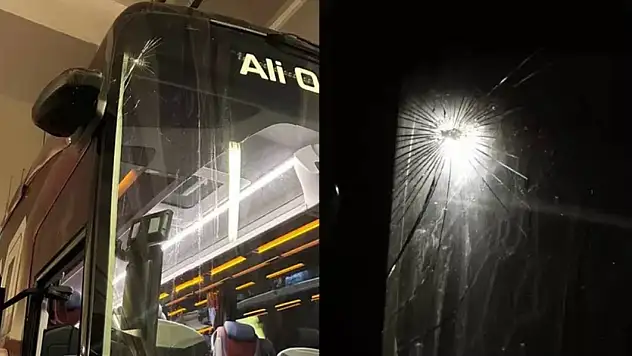 Trabzonspor takım otobüsüne taşlı saldırı