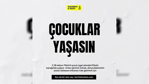 Uluslararası Af Örgütü'nden Filistinli Çocuklar İçin Küresel Kampanya
