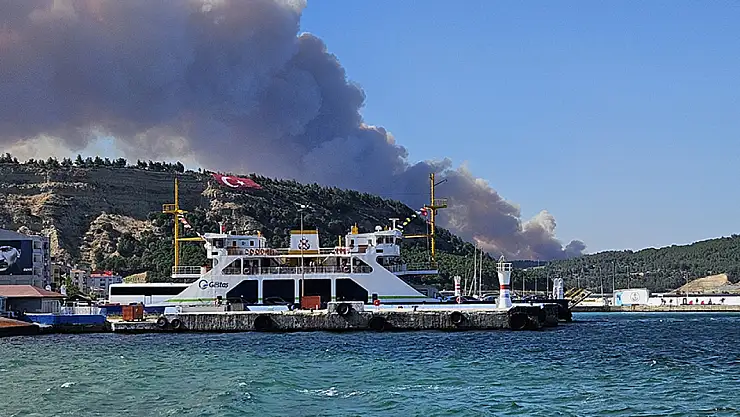 Çanakkale'de Korkutan Orman Yangını! Boğaz Trafiği Askıya Alındı