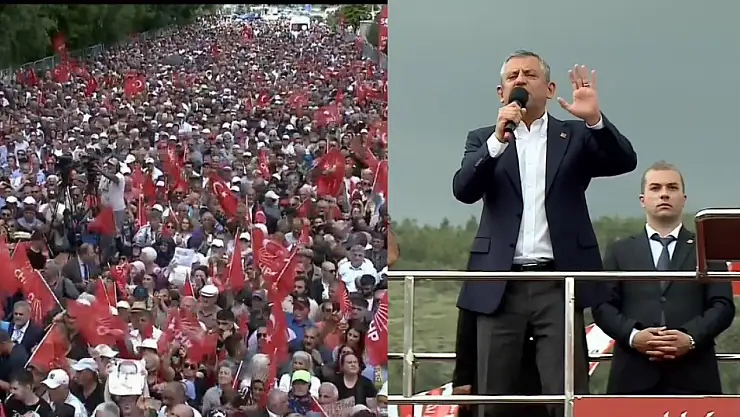 CHP Bayburt mitinginde dolu yağdı! Özgür Özel'den asgari ücret ve emekliye zam çağrısı