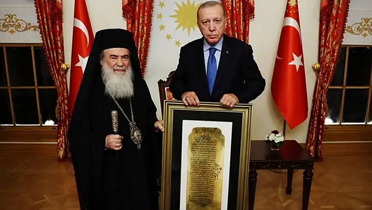 Cumhurbaşkanı Erdoğan, Kudüs Rum Ortodoks Kilisesi Patriği 3'üncü Teofilos'u kabul etti