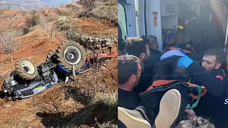Devrilen traktörün altında can verdi