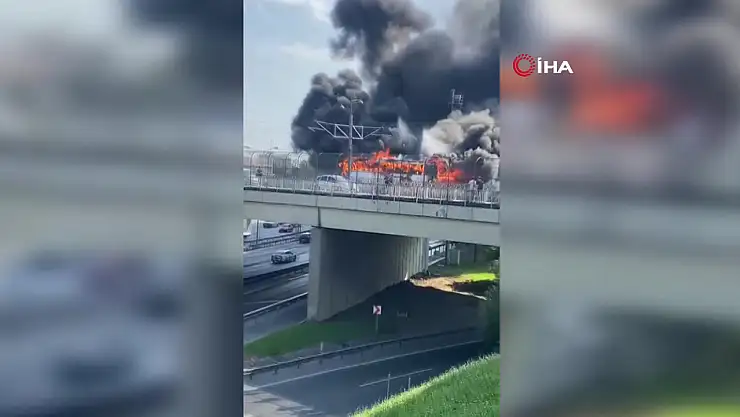 Faciadan dönüldü servis otobüsü alevlere teslim oldu