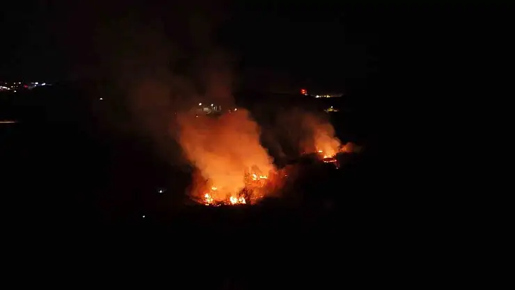 İftar saatinde yangın paniği: 25 dönümlük ağaçlık alan alev alev yandı