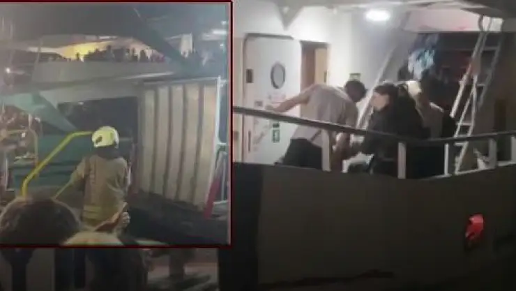 İstanbul Boğazı'nda Panik Anları Yolcu Vapuru İle Gemi Çarpıştı