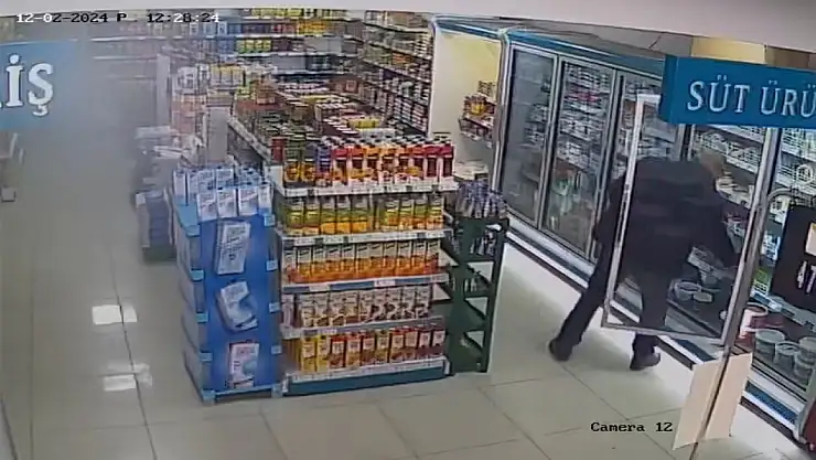 Market faresi önce kameraya, sonra polise yakalandı
