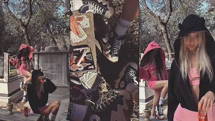 Mezarlıkta kola içip, iskambil oynadılar!