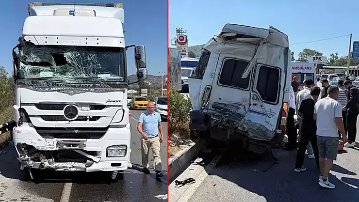 Minibüs ile çekici çarpıştı 1 ölü, 10 yaralı