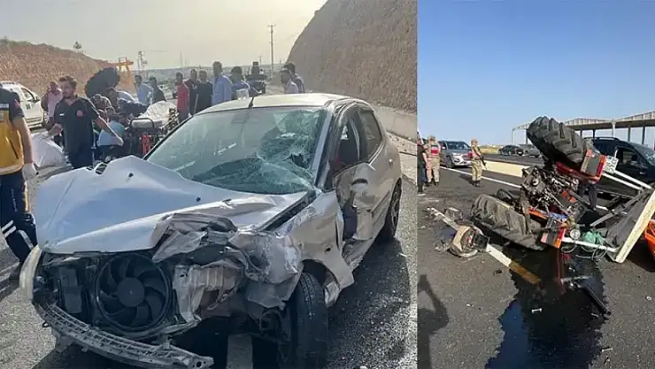 Otomobil ile traktör çarpıştı 3 yaralı