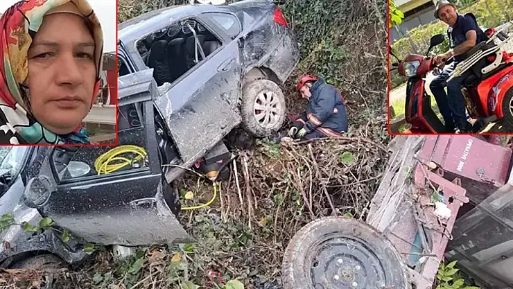 Otomobille çarpışan 3 tekerlekli motosikletteki çift yaşamını yitirdi
