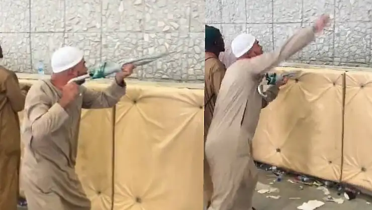 Şeytan Taşlamada Şemsiye İle Şeytana Ateş Eden Hacı Adayı Gündem Oldu