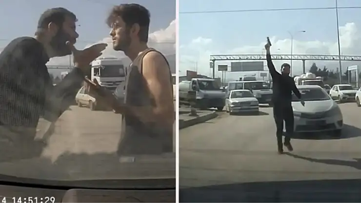 Sivil Polis, Kendisine Yol Vermeyip Önüne Kıran Sürücüyü Silah Çekerek Durdurdu!