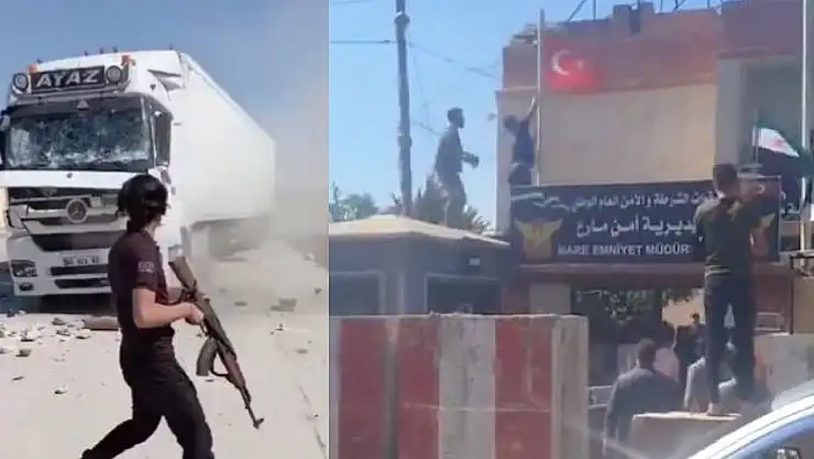 Suriye'de Göstericiler TSK'nın Kontrol Ettiği Bölgelerde Türk Karakolu ve Araçlara Saldırdı