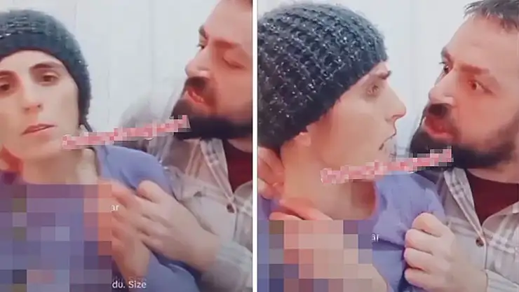 TikTok'ta canlı yayında eşine şiddet uyguladı