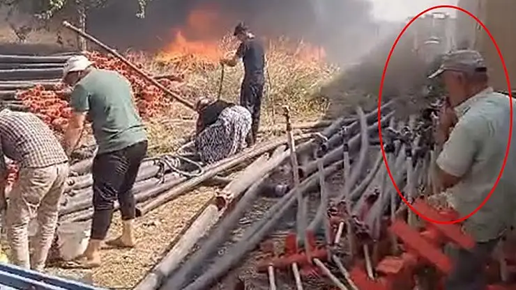 Yangına, Sigara İçerken Müdahale Etti