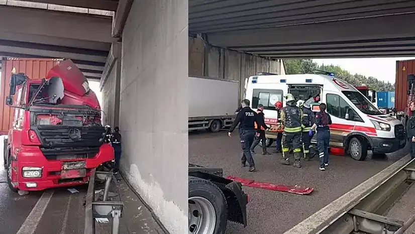 Kaza sırasında düşüp kullandığı TIR'ın altında kaldı