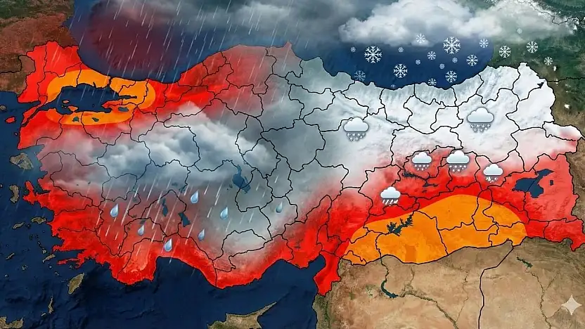 Meteoroloji'den İstanbul Dahil 33 İli Kırmızıya Boyadı! Kar Ve Sağanak Vuracak
