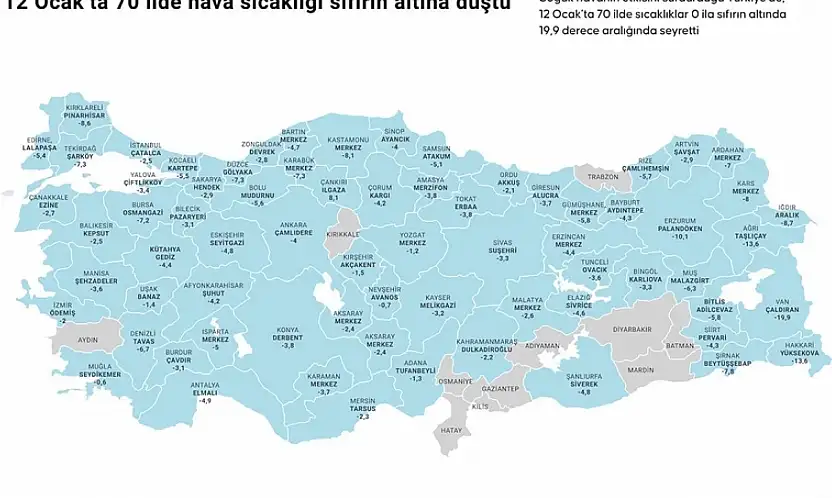 Soğuk Hava Türkiye'yi Teslim Aldı 70 İlde Hava Sıcaklığı Sıfırın Altında